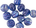 Czech Glass Pacific Blue AB w/ Purple Faceted Melon Round 10mm