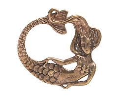 Green Girl Bronze Elegant Mermaid Pendant 44x42mm
