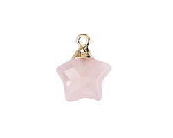Rose Quartz Faceted Star Pendant w/ Gold Finish 14mm