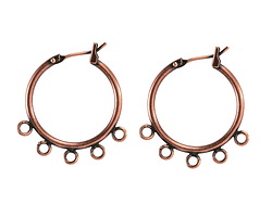 Antique Copper (plated) Hoop Earring w/ 5 Loops 28mm