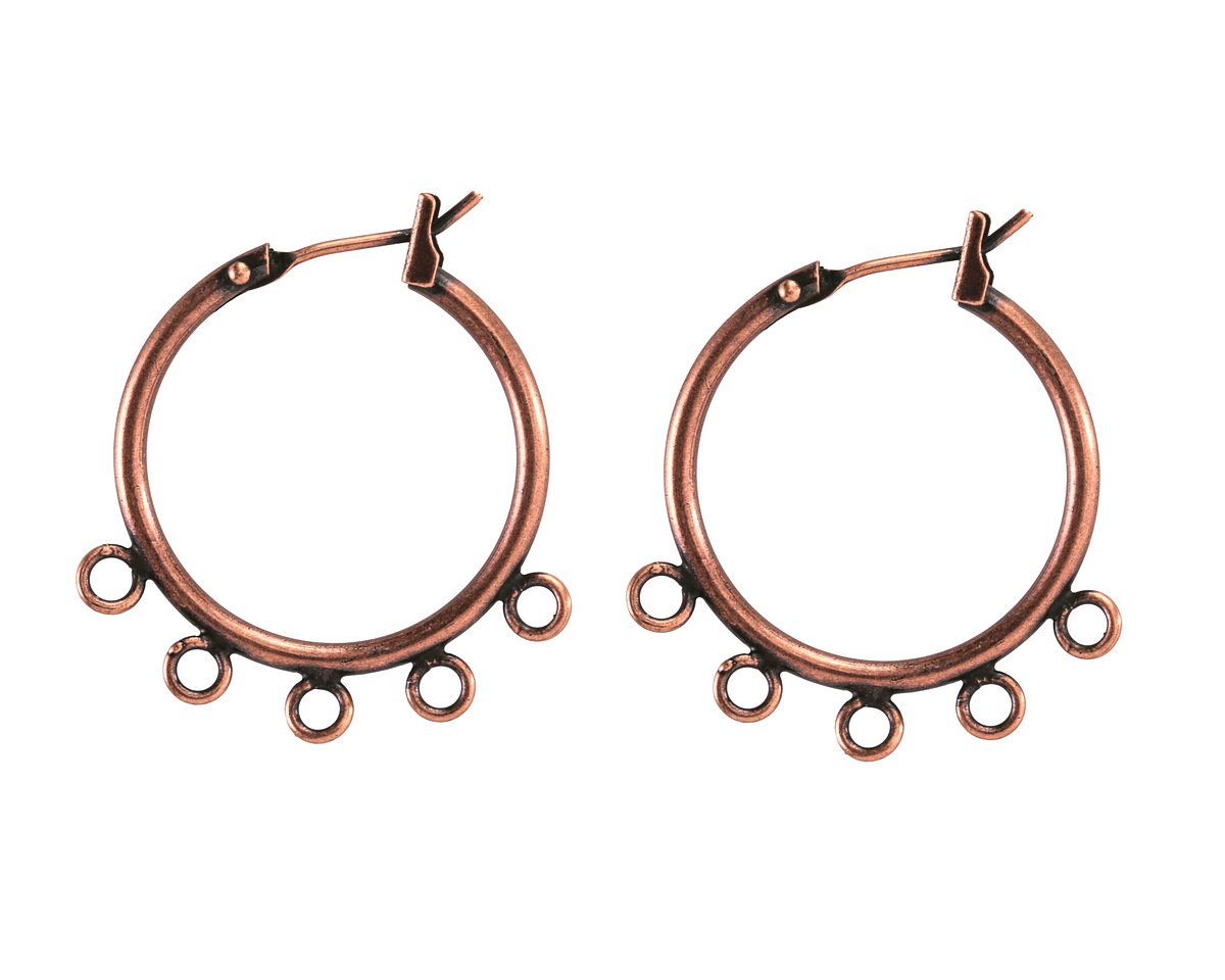 Antique Copper (plated) Hoop Earring w/ 5 Loops 28mm