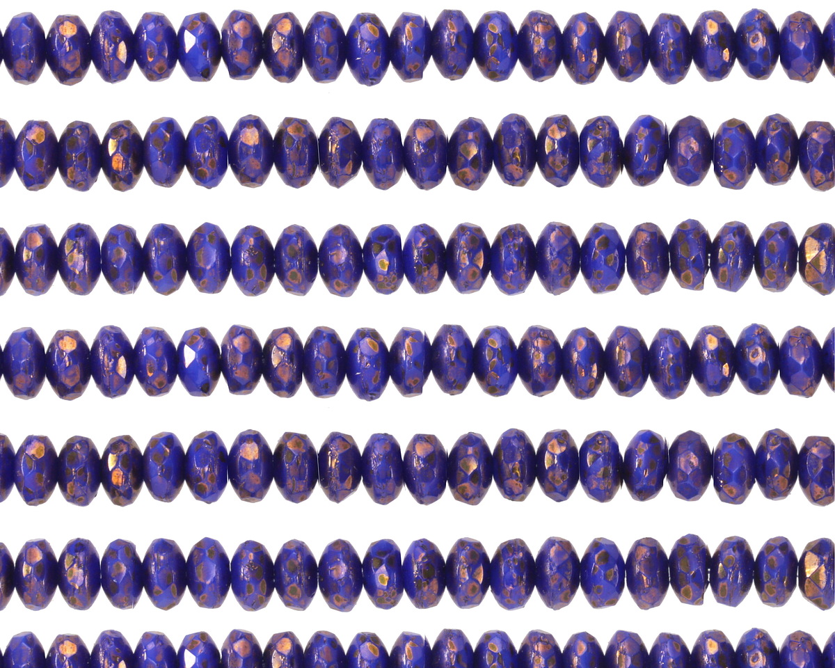 Czech Glass Bronzed Cobalt Fire Polished Rondelle 2x3mm