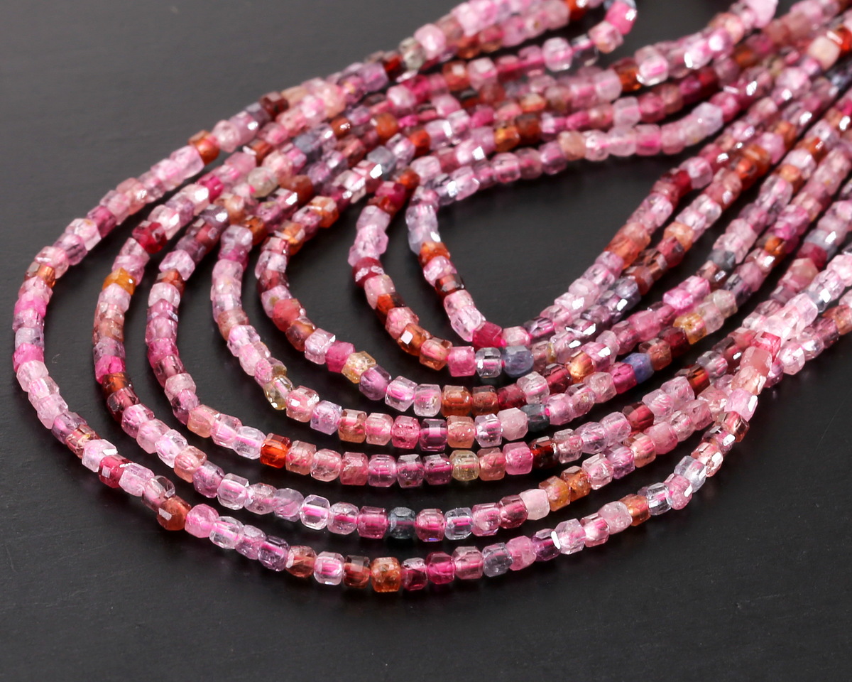 Natural Pink Spinel Faceted Cube 2-2.2mm