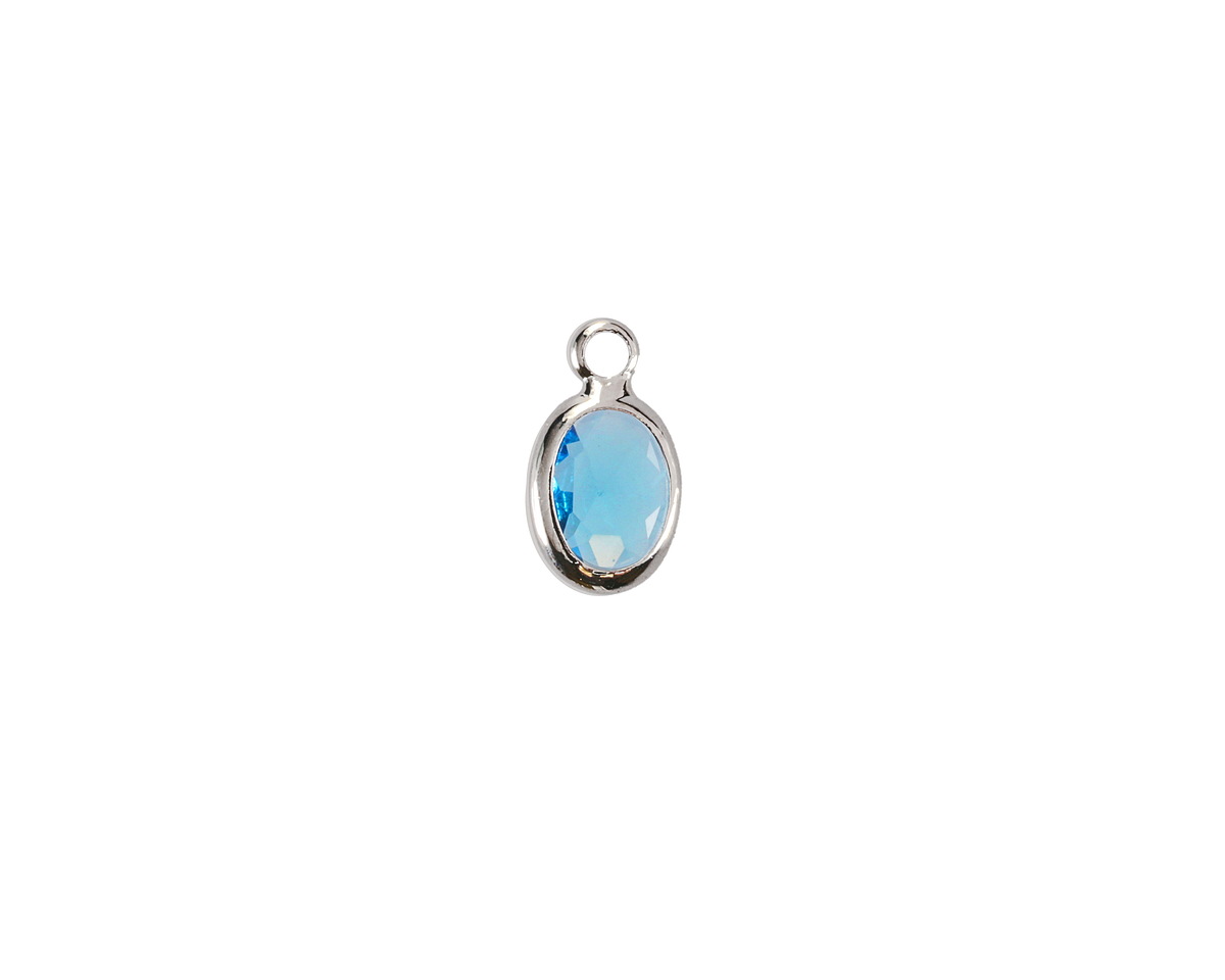 Capri Crystal Oval Drop in Silver Finish Bezel 6x8mm