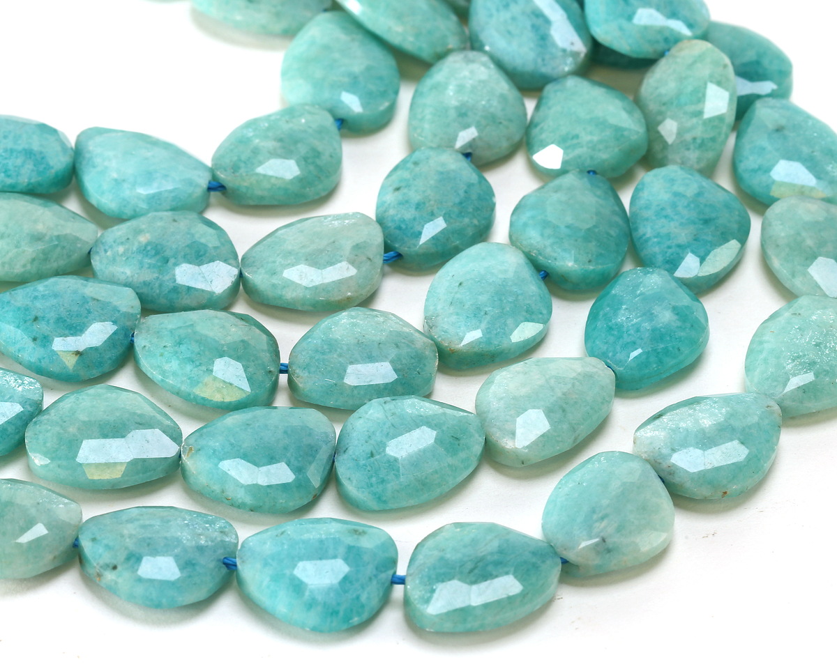 Brazil Amazonite Microfaceted Puff Pear 13x16mm