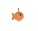 24K Gold (plated) Peach Pearl Enamel Fish Focal 15mm
