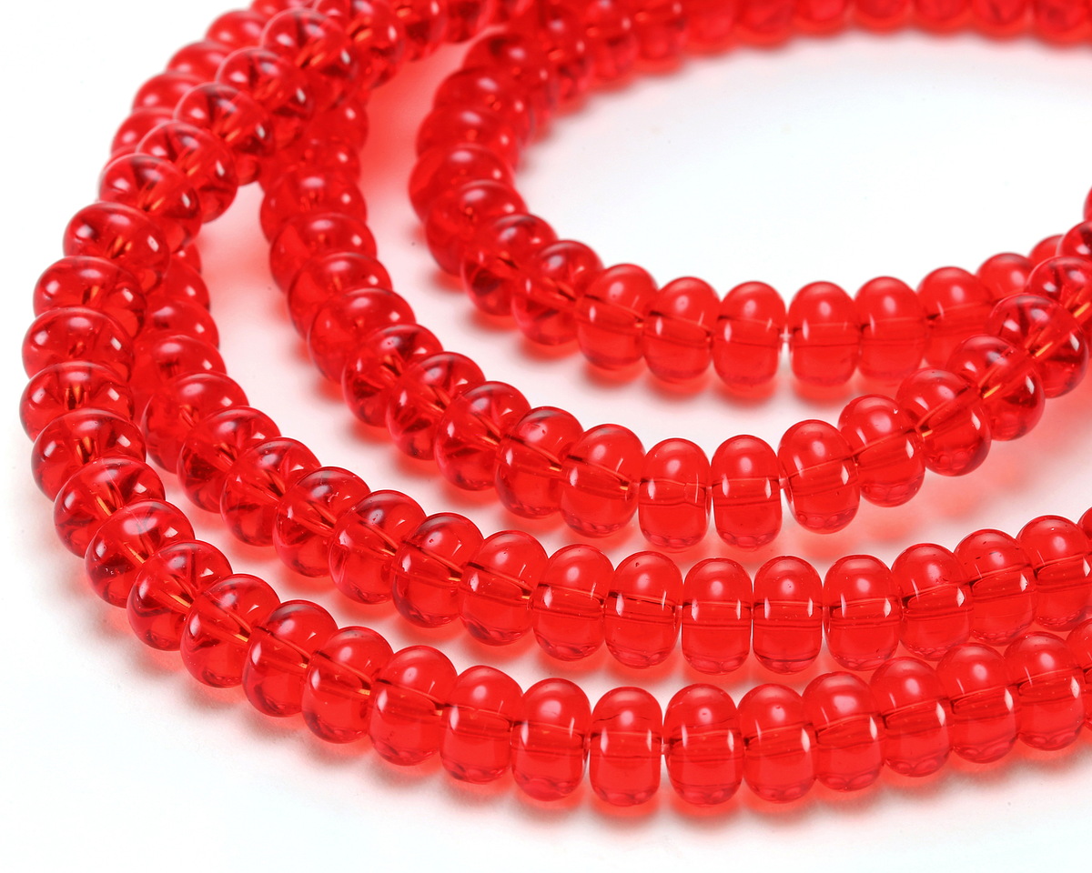 Ruby Red Glass Rondelle 5x8mm