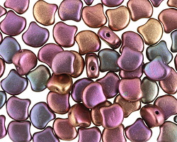 Matubo Czech Glass Matte Metallic Bronze Iris 2-Hole Ginkgo Leaf 7.5mm