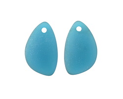 Peacock Blue Beach-Style Glass Eclipse Pendant Pair 13x21mm