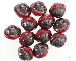 Czech Glass Ruby Red Picasso UFO 10x12mm