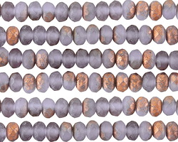 Czech Glass Matte Tanzanite w/ Copper Fire Polished Rondelle 3x5mm