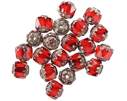 Czech Glass Ruby Picasso Lantern 6mm