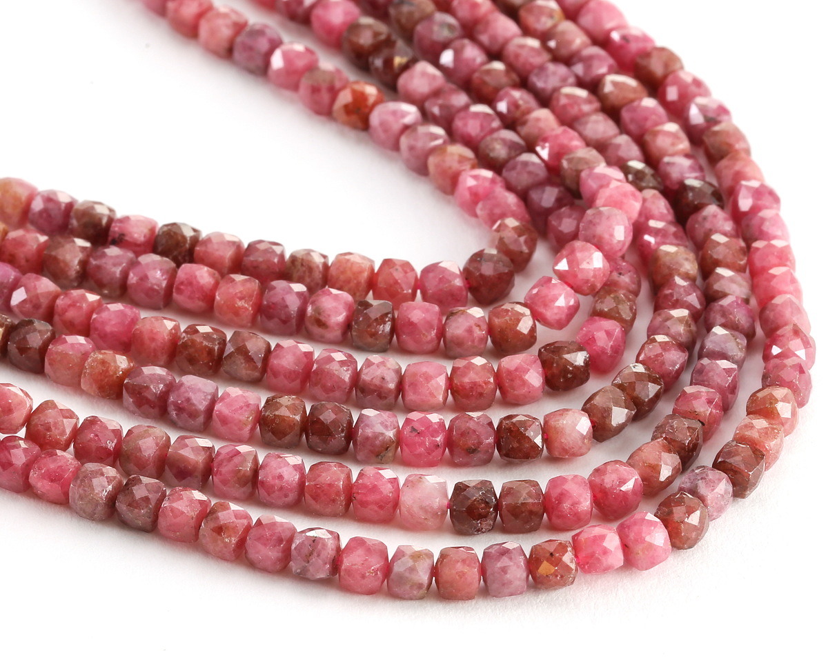 Brazilian Rhodolite Faceted Cube 4mm