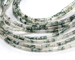 Moss Agate Tiny Tube 4x2mm