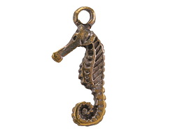 Mykonos Antique Brass (plated) Seahorse Pendant 19x44mm