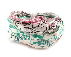 Community Party Print 100% Silk Sari Ribbon
