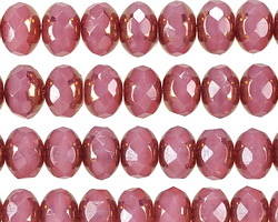Czech Glass Bronzed Pink Opal Fire Polished Rondelle 6x9mm