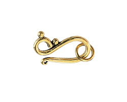Antique Gold Finish Dewdrop Hook & Eye Clasp 20x13mm, 7mm Ring