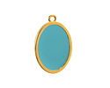24K Gold (Plated) Aqua Enamel Oval Focal 16x25mm