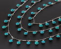 Zola Elements Silver Finish Bar Chain w/ Enamel Turquoise Coin Charm