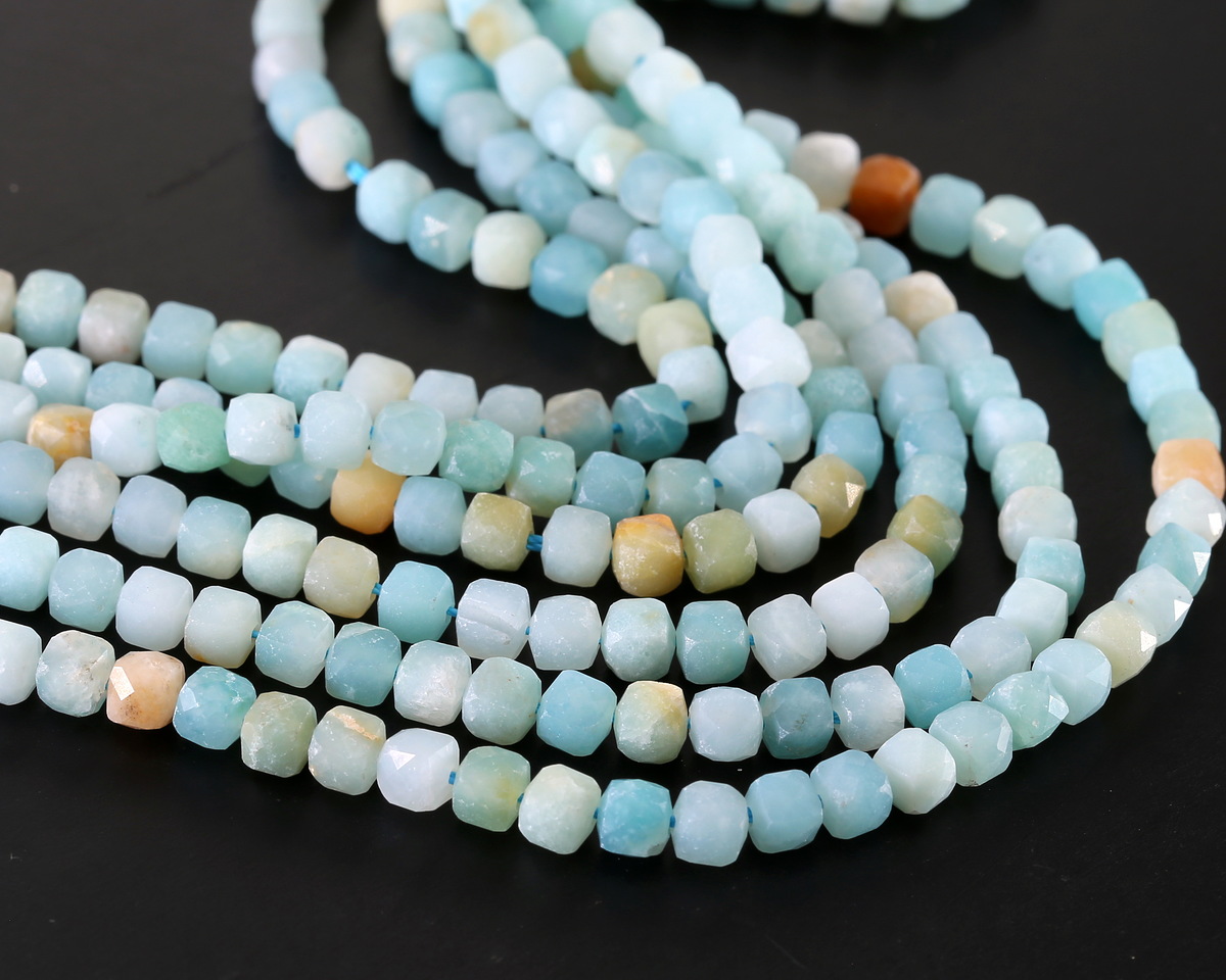 Black Gold Amazonite Faceted Cube 4mm