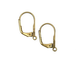 Antique Brass (plated) Leverback w/ Loop 17.5x9mm