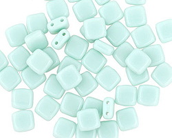 CzechMates Glass Opaque Pale Turquoise 2-Hole Tile 6mm