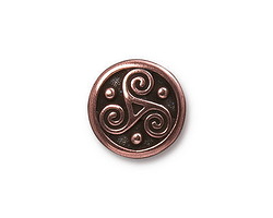 TierraCast Antique Copper (plated) Triskele Button 16mm