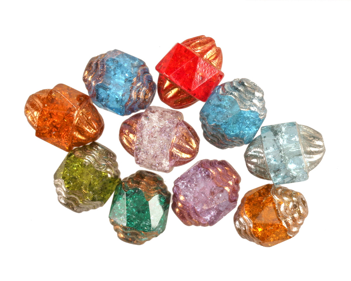 Czech Glass Transparent Mixed Colors/Shapes/Finishes Crackle Turbine 10x8mm