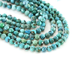 Hubei Turquoise (A, Blue Green w/ Matrix) Microfaceted Round 5.8mm