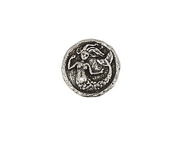Green Girl Pewter Small Mermaid Button 15mm