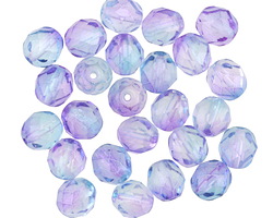 Czech Glass Dual Coated Purple/Blue Fire Polished Round 8mm