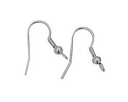 Silver (plated) Earwire w/ Coil & Ball 22x19mm