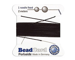 Black Griffin Nylon Beading Cord Size 4 (0.6mm), 2 meters