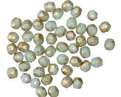 Czech Glass Sweet Mint w/ Gold Flecks Fire Polished Round 4mm