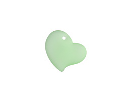 Peridot Beach-Style Glass Puffed Sweeping Heart Pendant 19x18mm