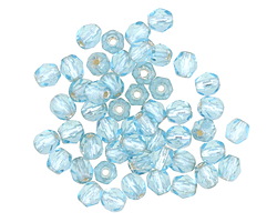 Czech Glass Silver Lined Light Aquamarine Fire Polished Round 4mm