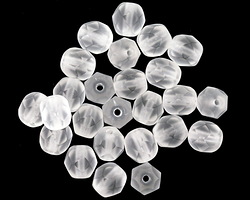 Czech Glass Matte Crystal Fire Polished Round 6mm