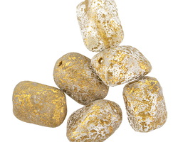 Czech Glass Textured Crystal w/ Gold Meteorite Rectangle Bead 14x11mm