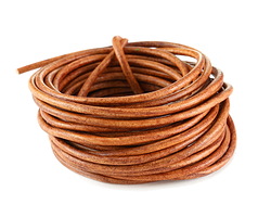Natural Light Brown Round Leather Cord 3mm, 16 feet