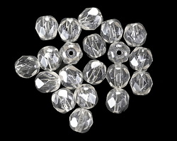 Czech Glass Crystal w/ Pearl Luster Fire Polished Round 6mm