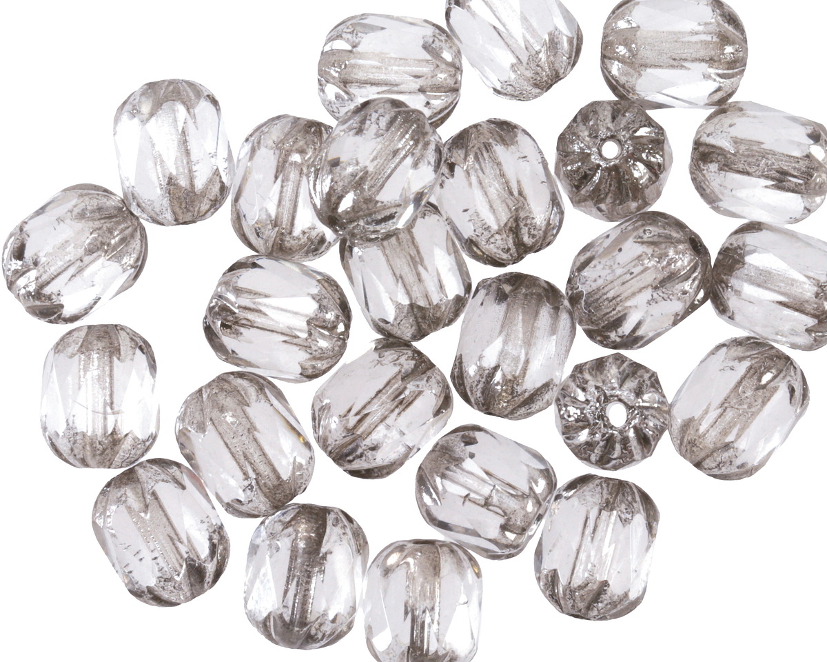 Czech Glass Crystal w/ Antique Silver Cruller Barrel 8x6mm
