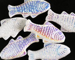 Czech Glass White AB Trout Fish Bead 24x10mm