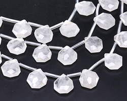Rock Crystal Quartz Microfaceted Diamond Pear Teardrop 13x15mm
