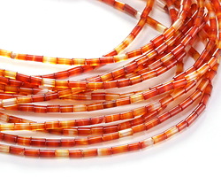 Carnelian (natural) Tiny Tube 4x2mm