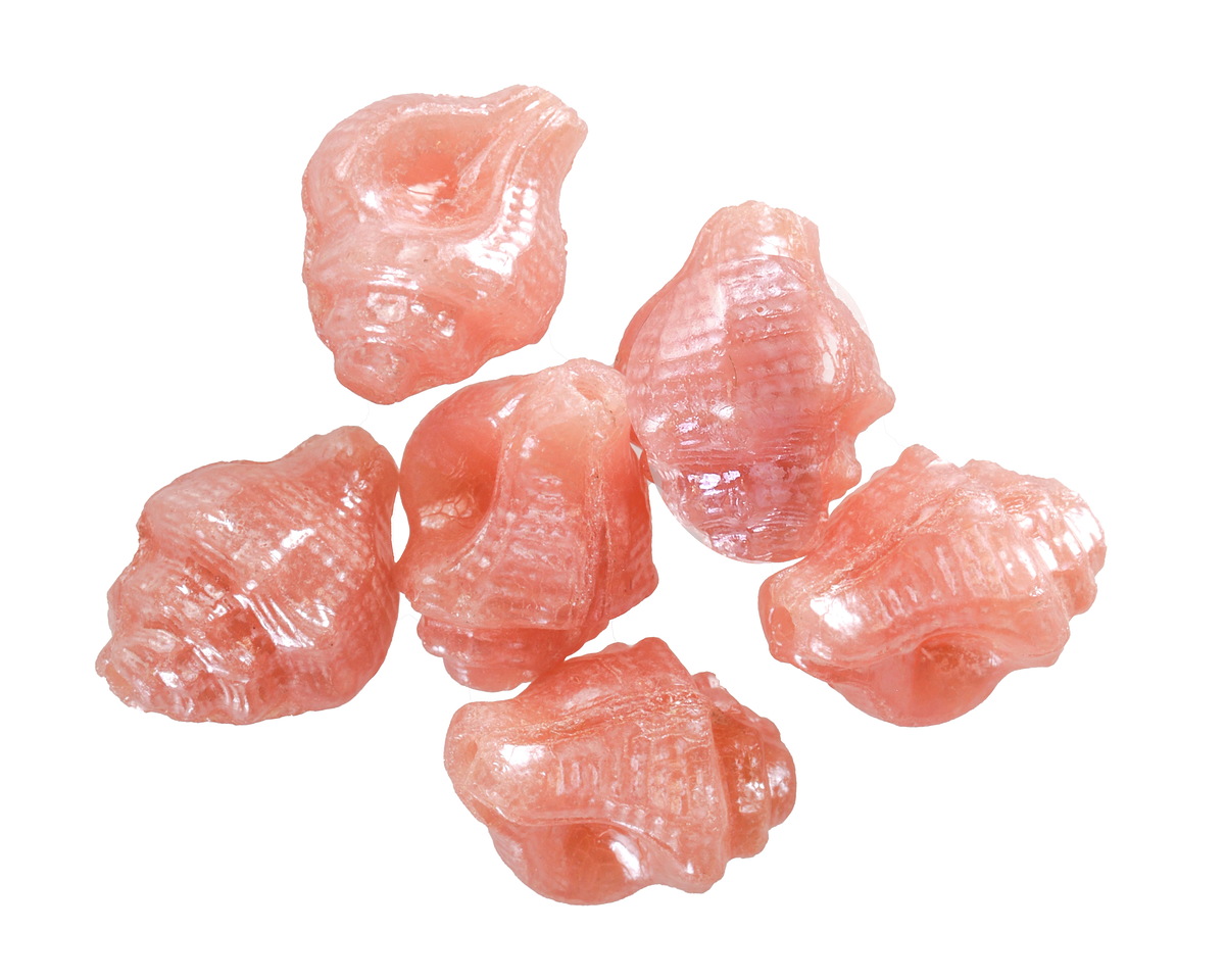 Czech Glass Pink Opal w/ Pearl Luster Murex Shell 15x12mm