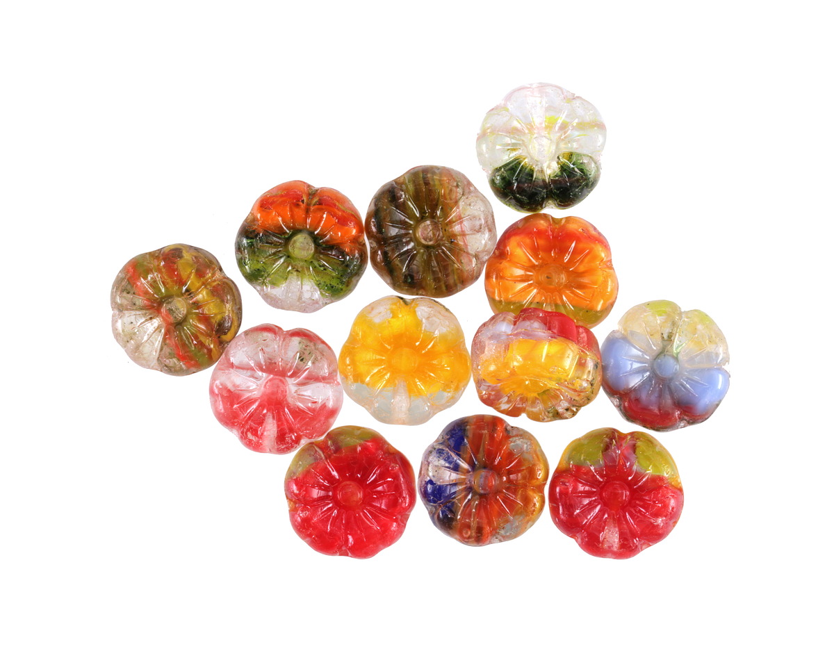 Czech Glass Tropical Mix (German Glass) Hibiscus Coin 8mm