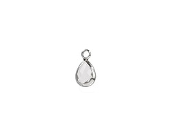 Clear Crystal Teardrop in Silver Finish Bezel 6.5x11.8mm