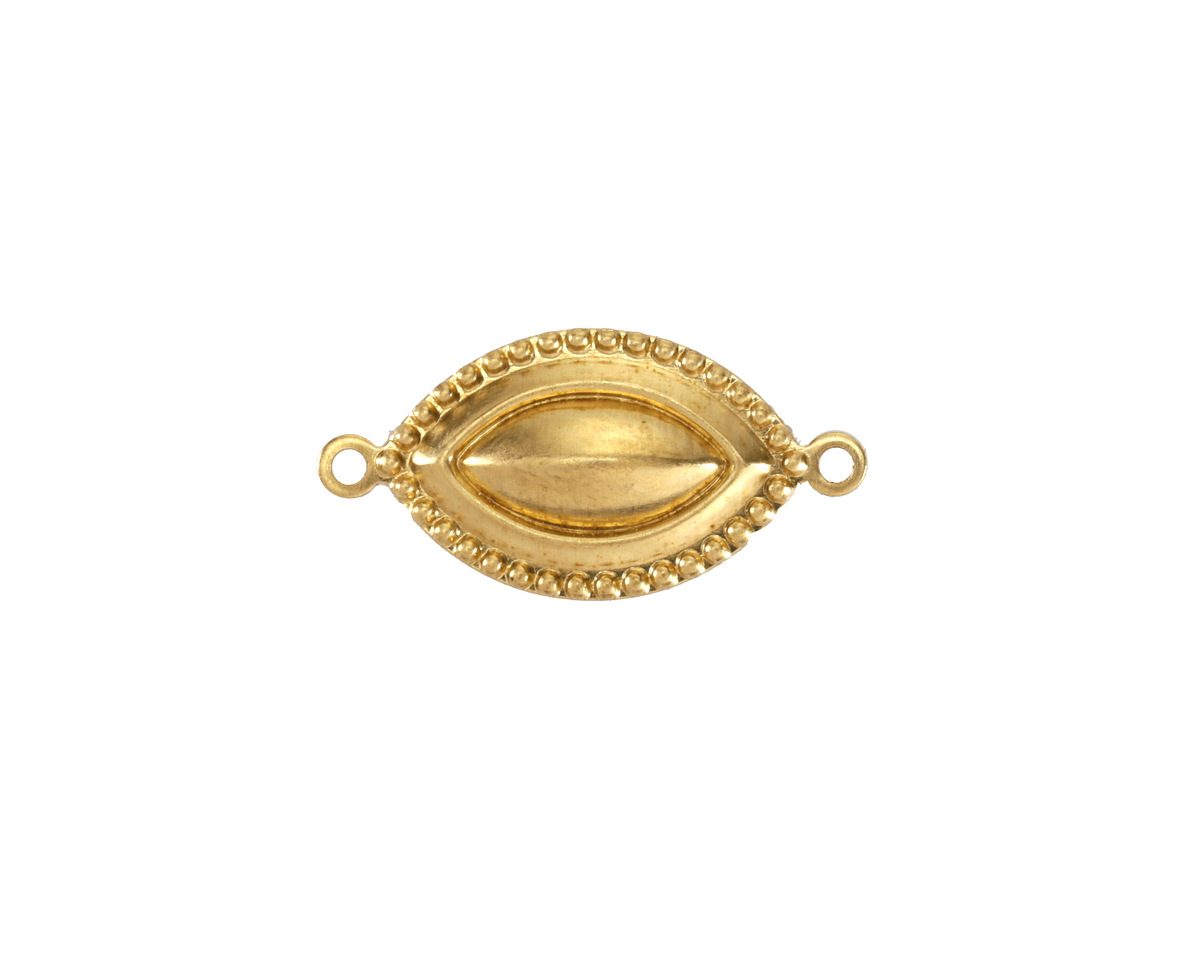 Vintaj Solid Brass Beaded Navette Focal Link 21x10mm