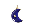 18k Gold (plated) Cobalt Enamel Crescent Moon w/ Crystal Star Focal 14x20mm